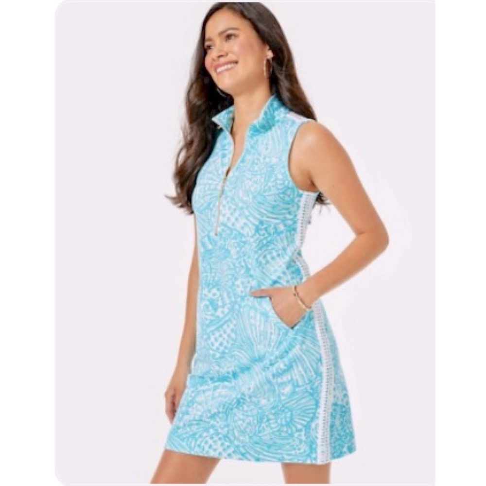 Lilly Pulitzer Skipper Succulent Blue Sea Cups Terry Sleeveless Dress Size: M